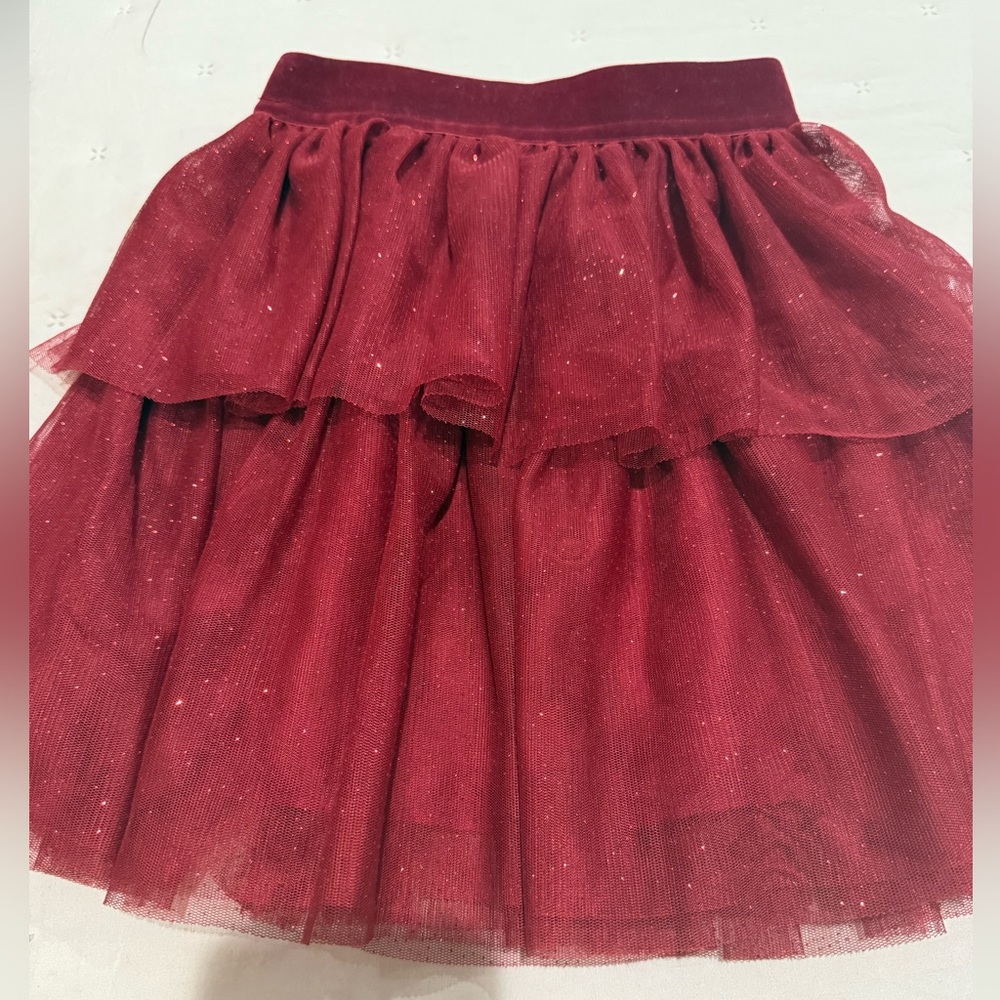 H&M Maroon Red  Girl’s Christmas Party Sparkling Skirt and Top Size 3T - Picture 6 of 8